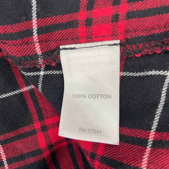 J. Jill Tunic Blouse Top Women's Size M Red Black Plaid Black Button Up - Picture 8 of 9